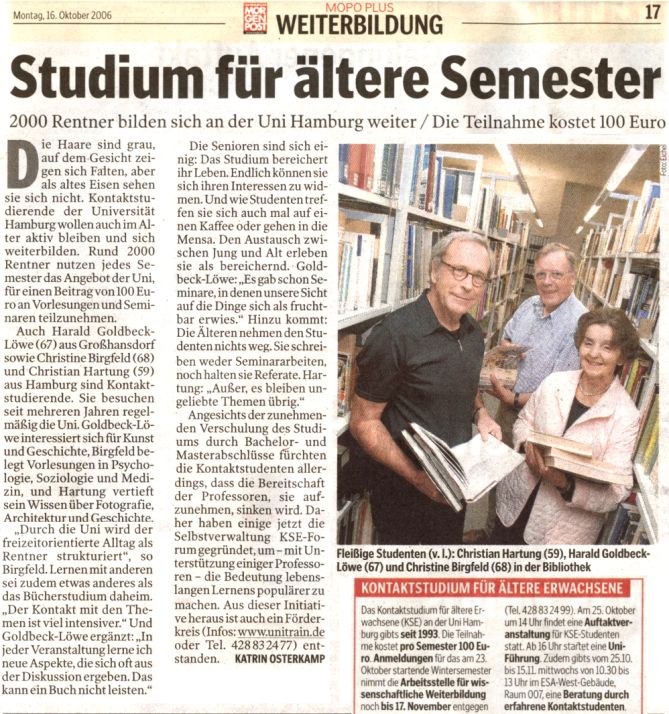 Interview in der Hamburger Morgenpost vom 16.10.2006